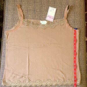 Tan XL Lace Trim Cami